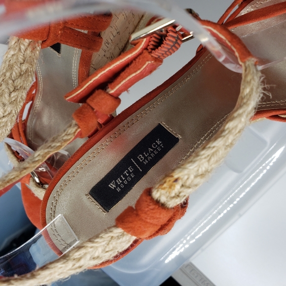White House Black Market Jupiter Terra Cotta Suede Strappy Wedge Espadrilles 7 - Picture 8 of 10